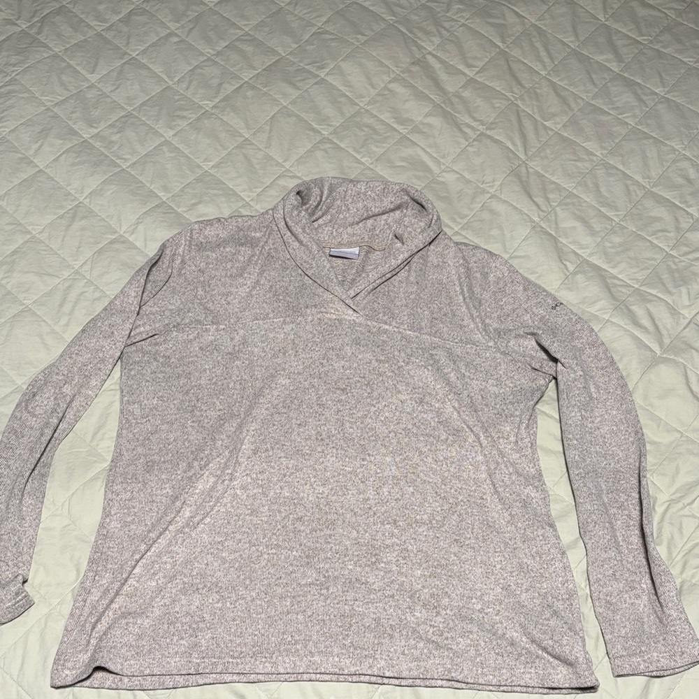 Columbia- Elegant Heather Beige Cowl Neck Sweater